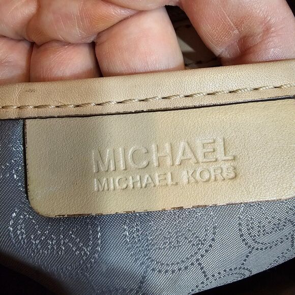 MICHAEL KORS metallic monogrammed satchel handbag - Picture 6 of 12